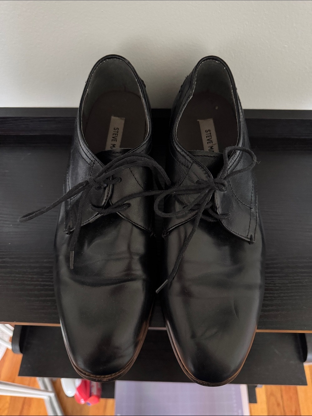 Steve Madden Black Leather Derby Lace-Up Dress Shoes